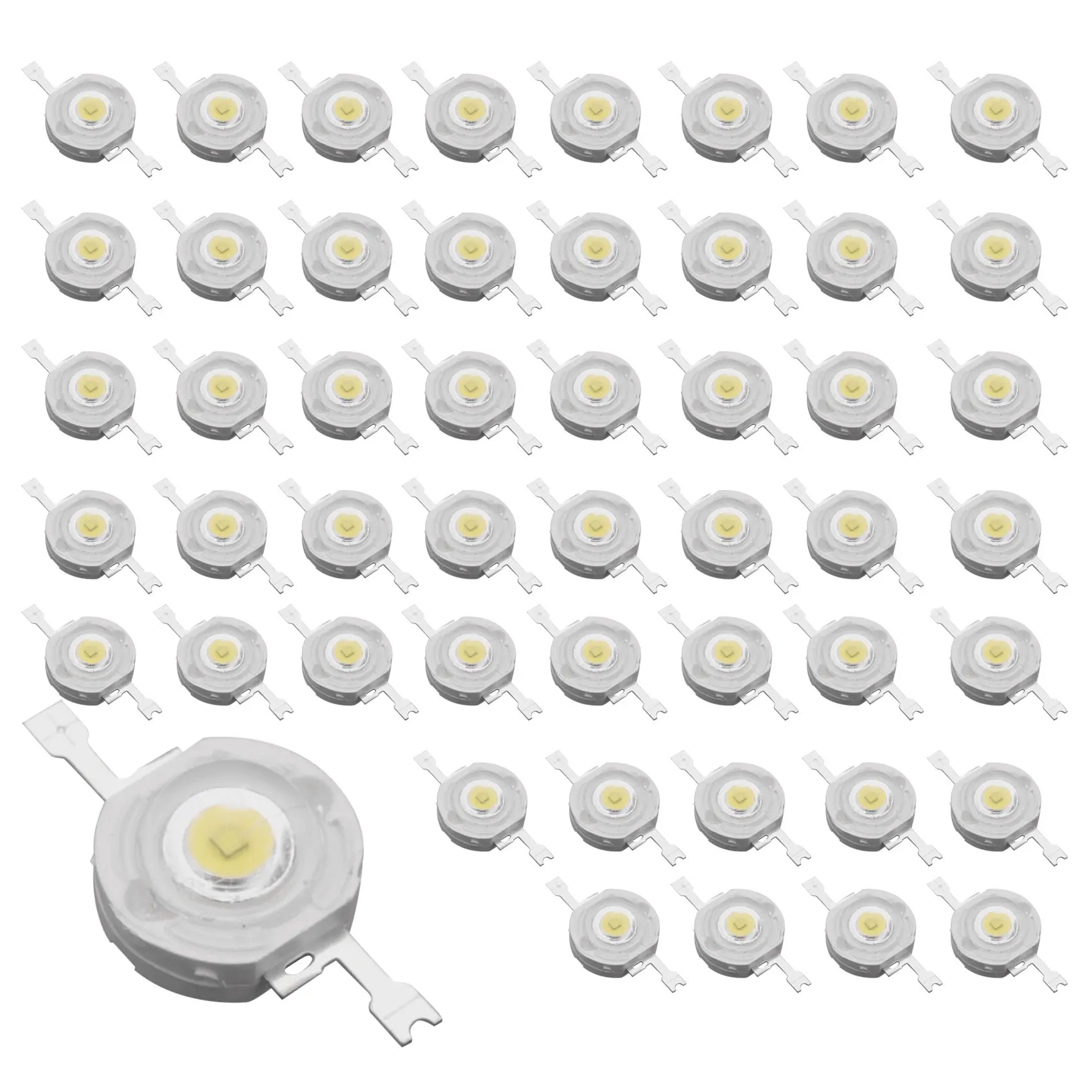 50 buah 1 W dioda daya tinggi keren putih Led Beads 1 Watt Chip lampu 3 v-3.4 V