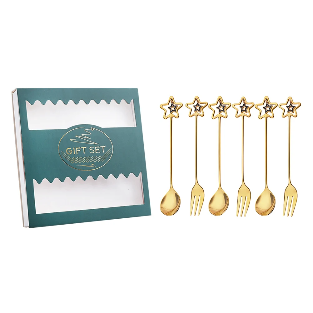 

Star Pendant Spoon Fork Ice Cream Spoons Cake Scoop Dessert Mixing Stainless Steel Fruit