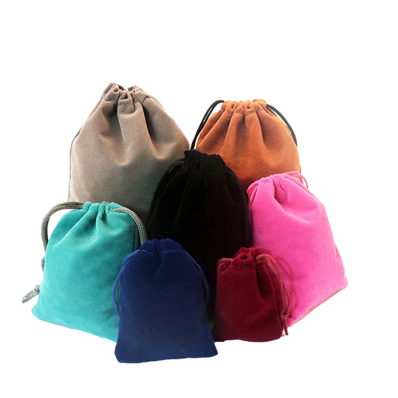 100Pcs drawstring colored velvet bag, tassel jewelry dustproof bag, gift packaging bag, tarot storage bag, makeup bag