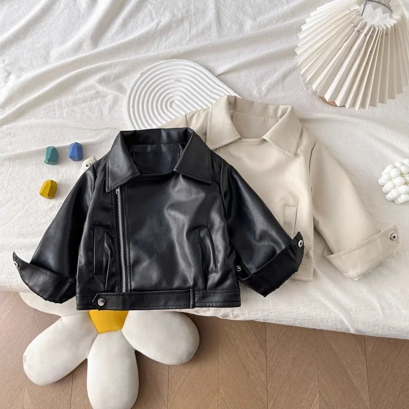 الفتيات السائق السترات ربيع الخريف 2025 الأطفال معاطف الموضة للطفل الفتيان الملابس بلوزات جلدية الاطفال ملابس خارجية المراهقين سترة