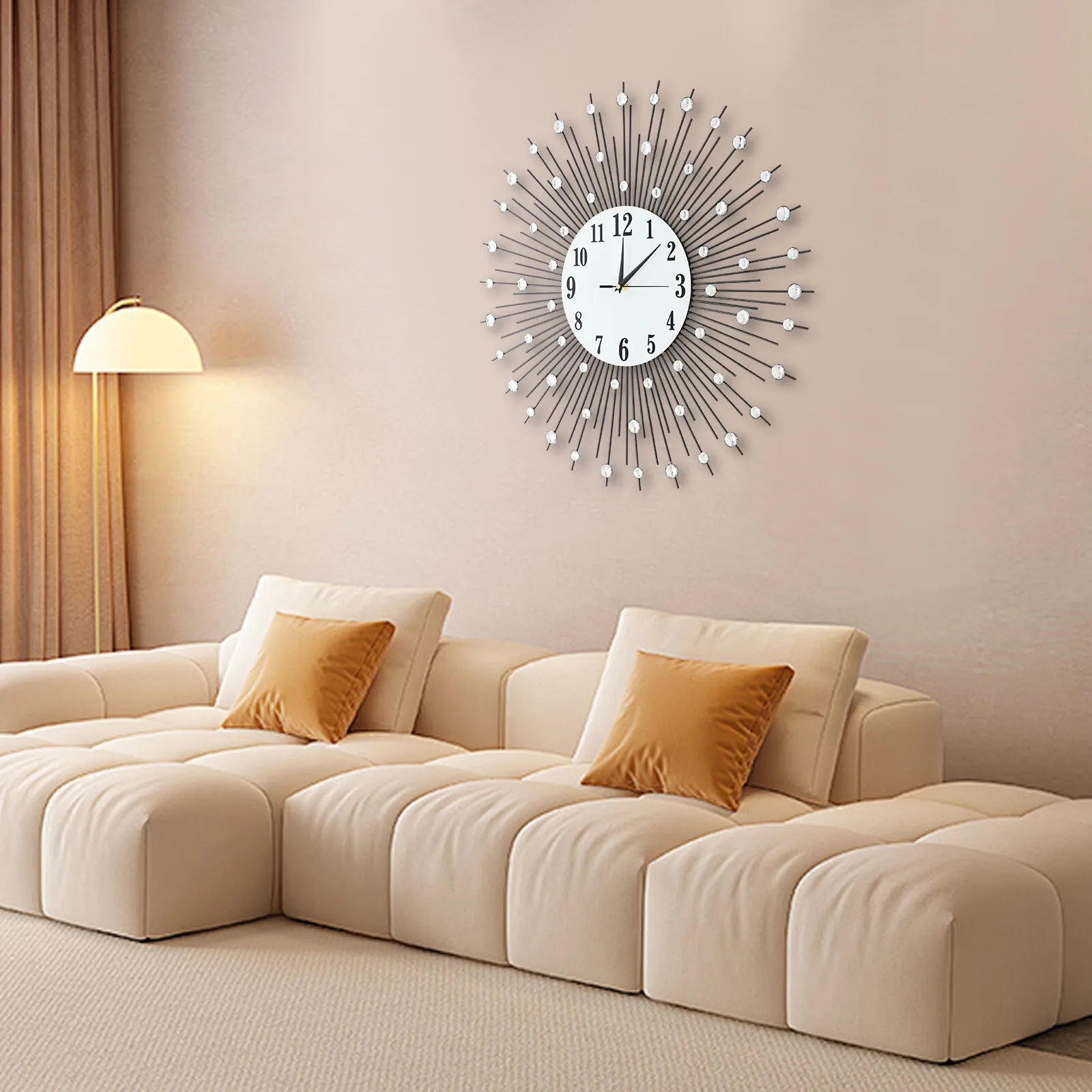 

23.6Inch Luxury Wall Clock Diamond Studded Sparkling Bling Wall Clock Decor