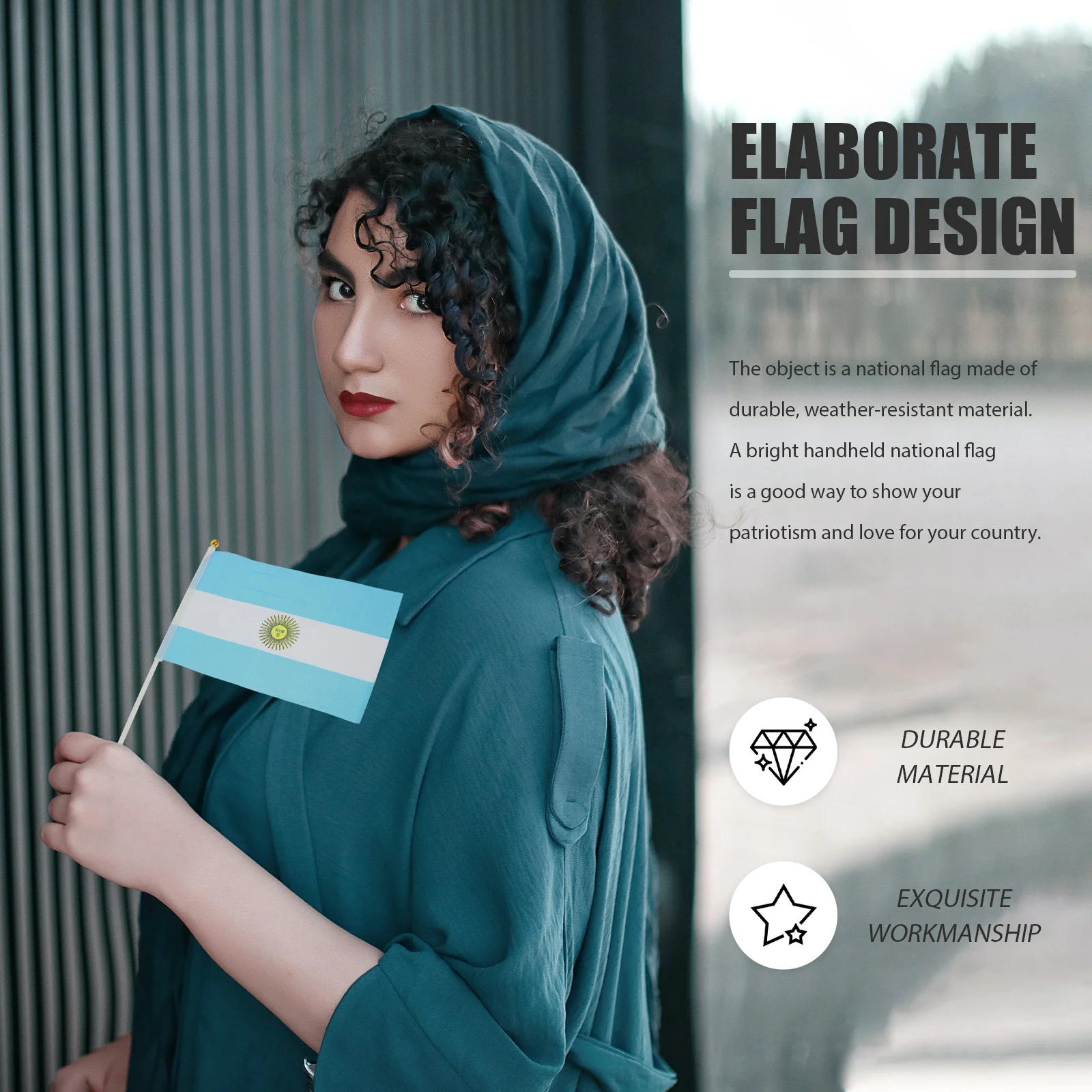 50 Pcs Cheering Flag Hand Flags Football Small Banner on Sticks National Polyester