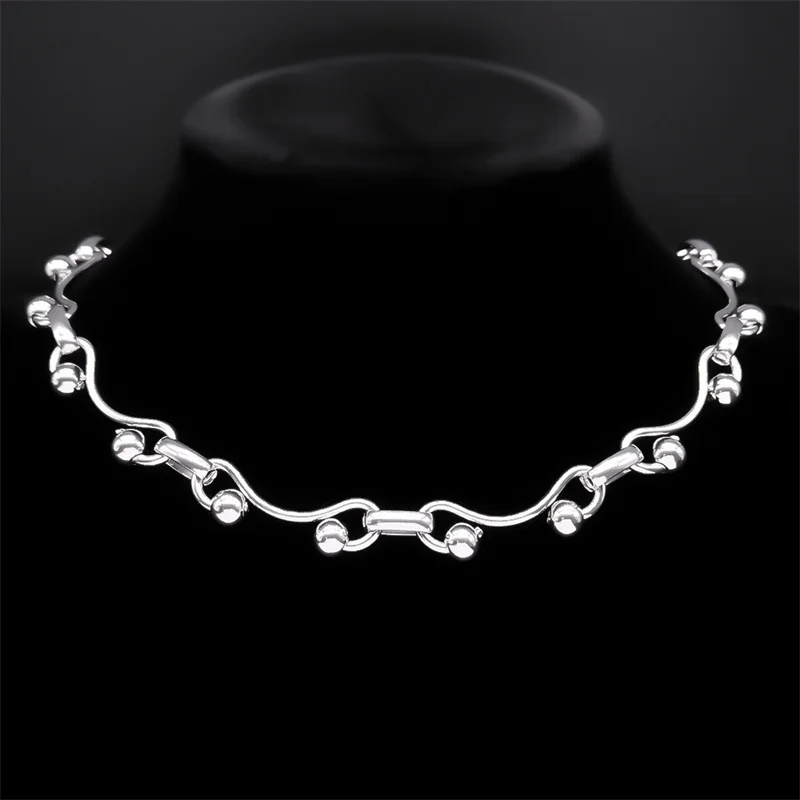 Y2K Choker Chain Necklace for Women Girl Silver Color Stainless Steel Gothic Accessories Men Neck Jewelry Party Anniversary Gift