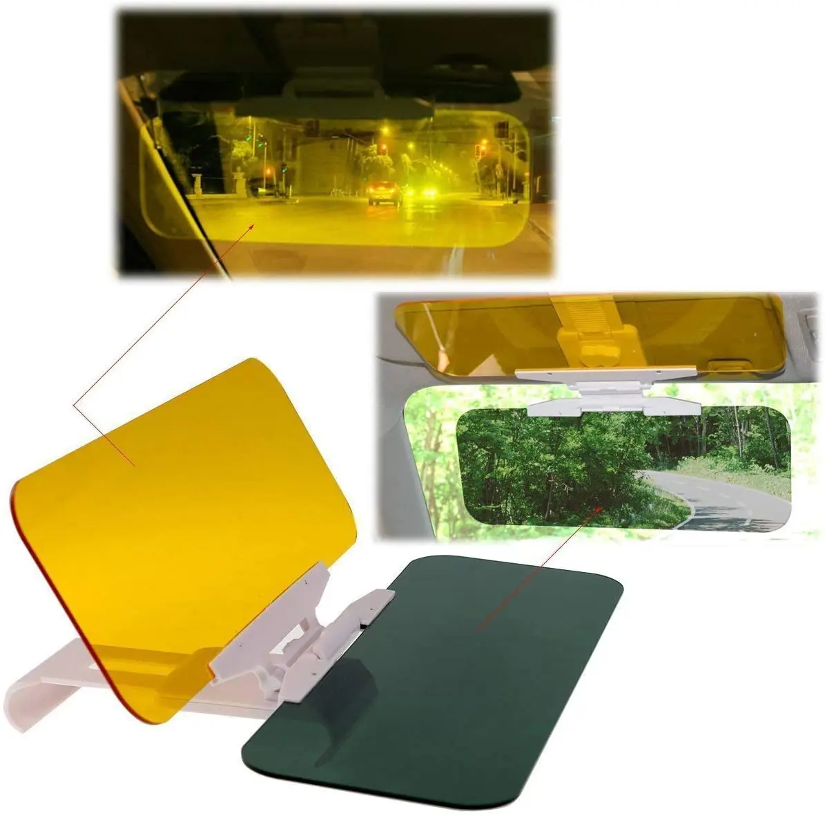 Car Sun Visor Mirror 2in1 HD Anti-glare Mirror Glass Sunlight Dazzling Goggle Day Night Vision Driving Mirror Fold Flip Down