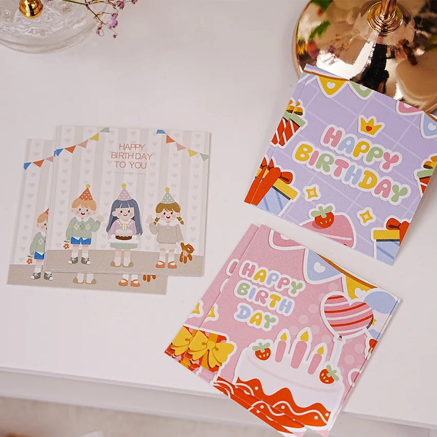 50pcs/set Cute Happy Birthday Cards New Note Message Cards Bouquet Gifts Party Supplies For Birthday Party Favors Kids Boy Girl