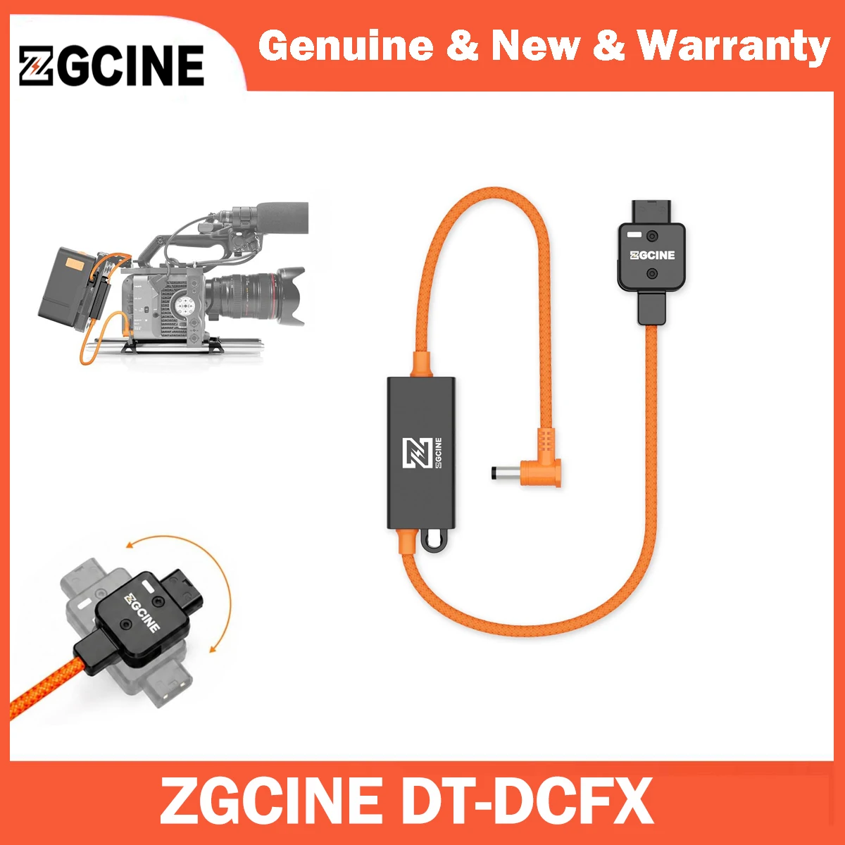 ZGCINE DT-DCFX D-Tap to DC 19.5V Regulated Power Cable 12-16.8V Input 100W Output 60cm Nylon Braided for Sony FX6 FX9