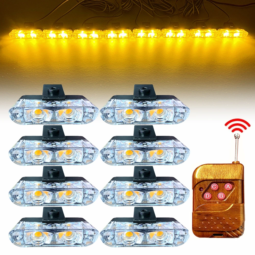 

2LED Wireless Remote Car Strobe Light Police Emergency Warning lights Vehicle Front Grille Running Lights Safety Signal Lamp 12V