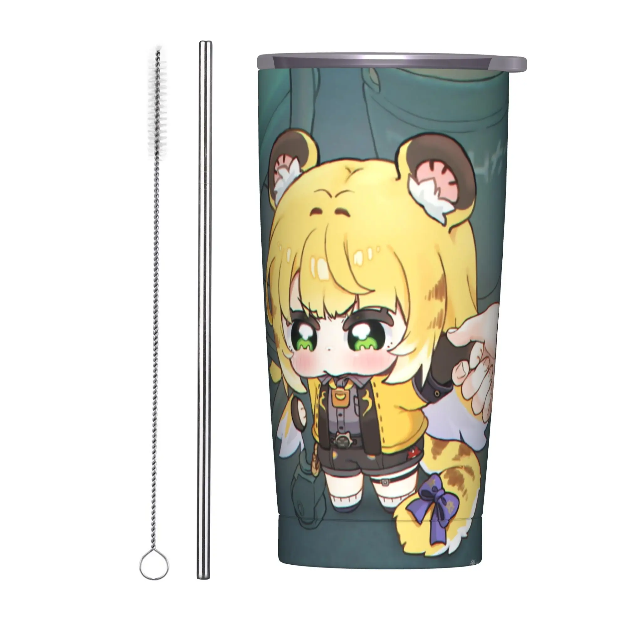 Trickcal C-Chibi Go Games Insulated Tumbler with Straws  Vacuum Thermal Mug Outdoor Travel Car Bottle Cup 20oz