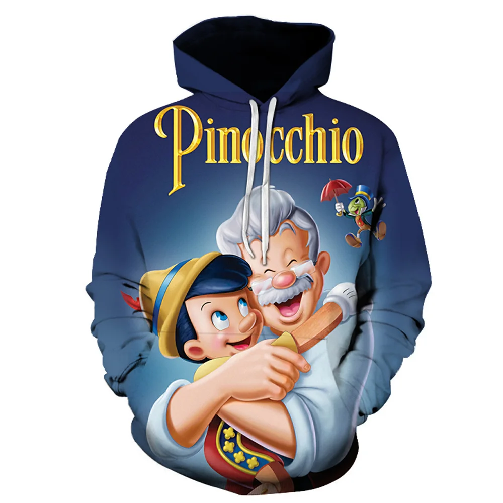 Disney Pinocchio Hoodies for Men Women Casual Hip Hop Streetwear Long Sleeve Fashion Sweatshirts Boys Girls Fall Tops Coats