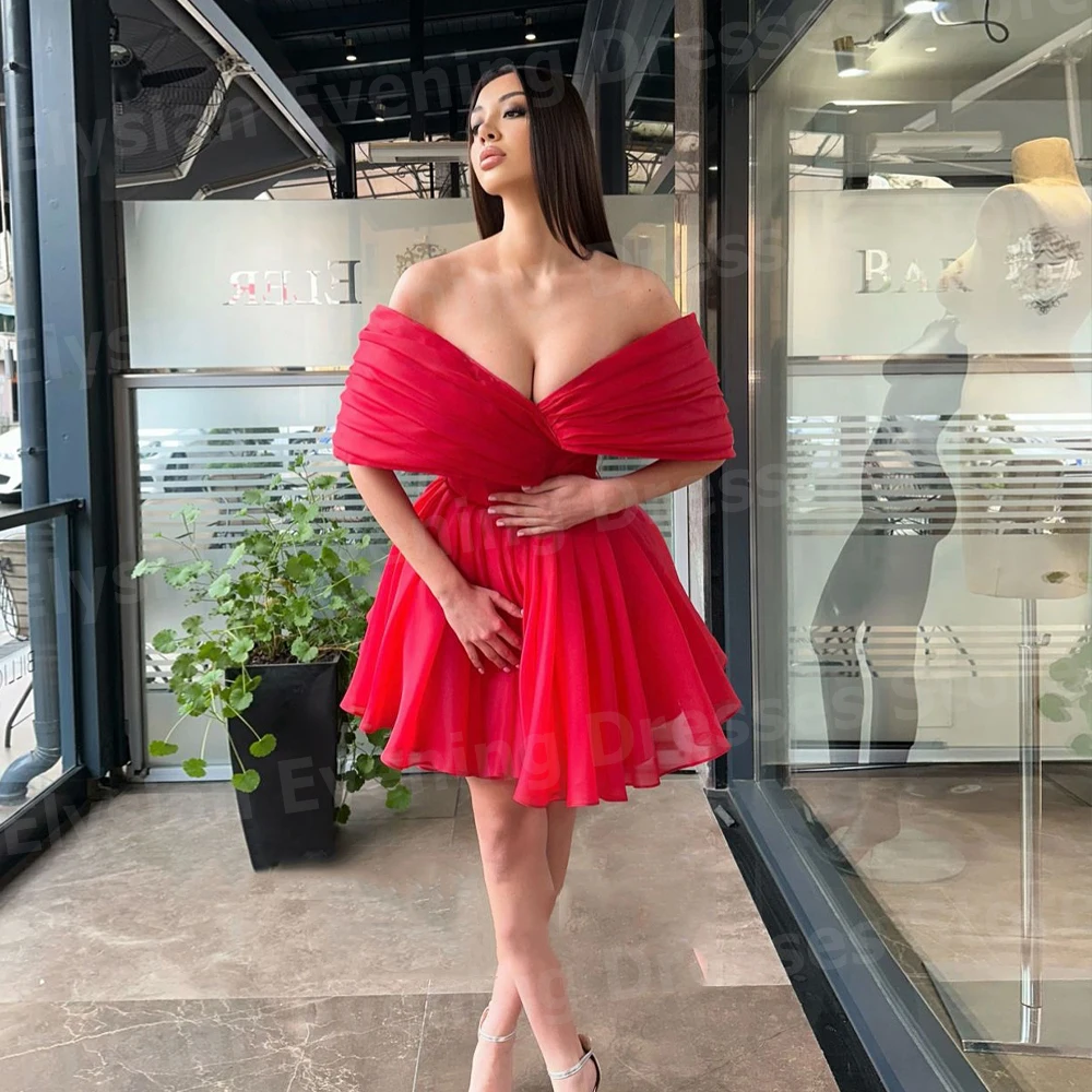 

Graceful Mini A Line Women's Evening Dresses Off Shoulder Prom Gowns Sleeveless Homecoming Graduation فساتين للمناسبات الخاصة