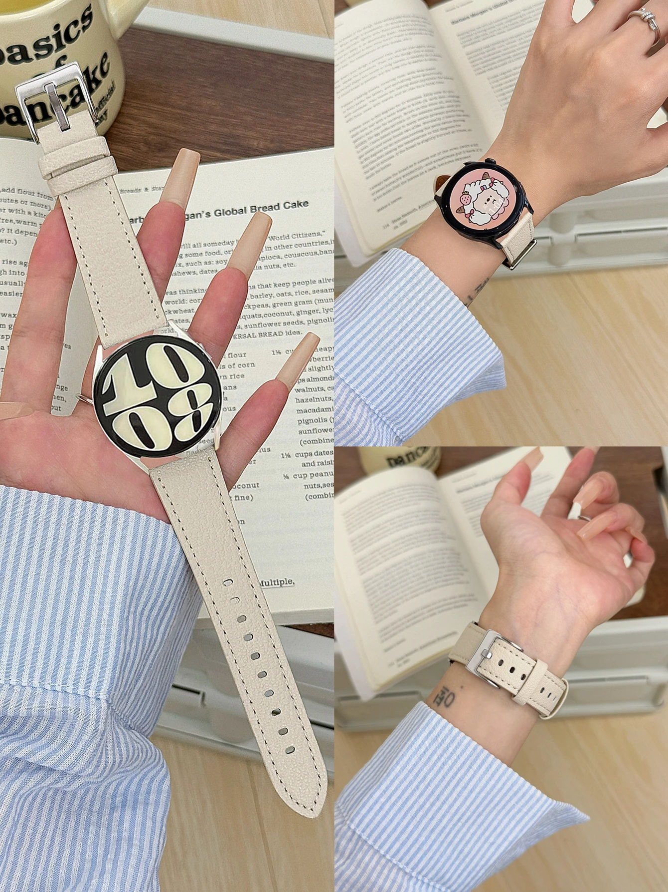 ممتاز 20 مللي متر 22 مللي متر Etoupe حزام لساعة سامسونج جالاكسي 7 FE 5 برو 4 6 الفرقة الكلاسيكية 44 مللي متر 40 مللي متر سوار كوريا حلقة جلدية