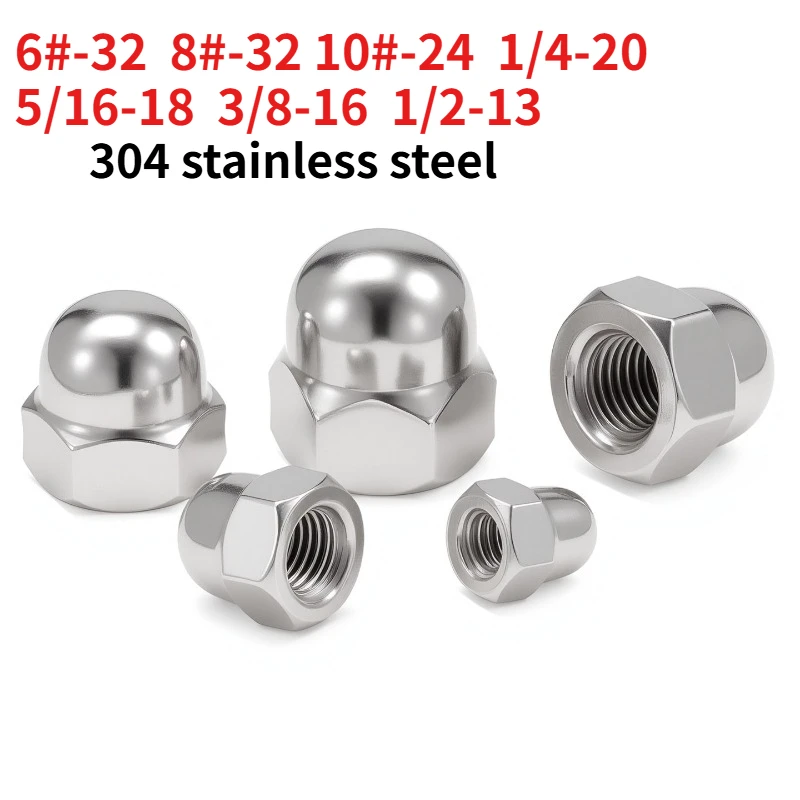 304 Stainless Steel US Acorn Cap Nut Hex Dome Nut American Standard Decorative Dome Cover Nuts Hardware Fasteners
