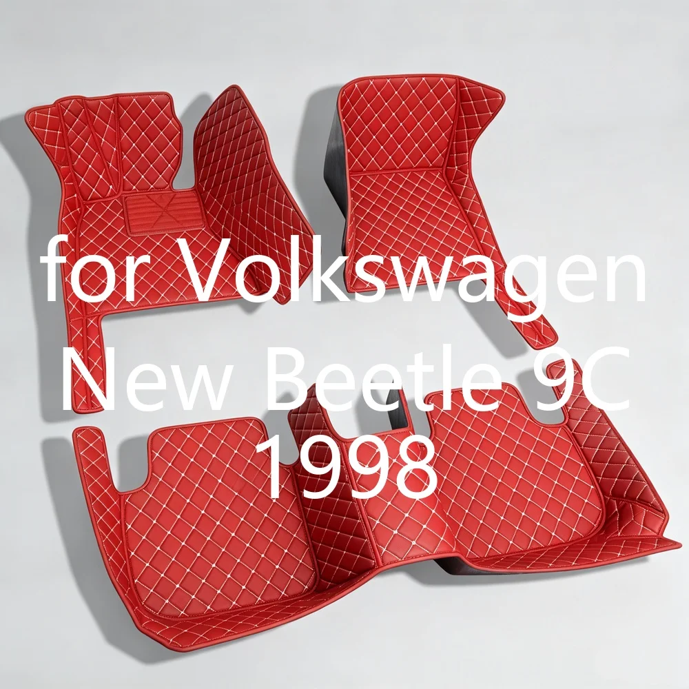 Maßgeschneiderte Auto-Fußmatten aus Leder für Volkswagen New Beetle 9C 1998–2010, 4-Sitzer, wasserdicht, rutschfest, verschleißfest, leicht zu reinigen, Auto-Fußmatten,