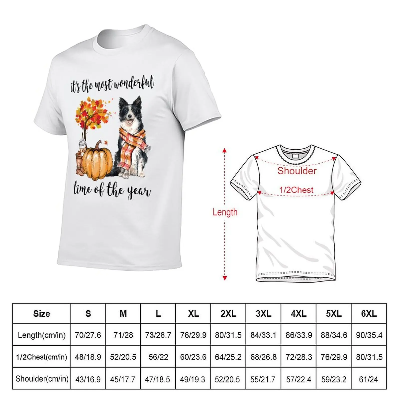 Border Collie Dog and Autumn T-Shirt custom t-shirts boys whites heavy weight t shirts for men