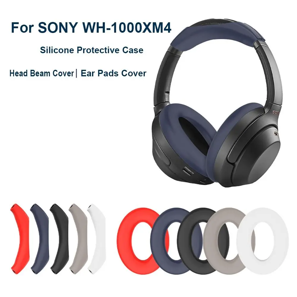 Headphone Earpads Cover For Sony WH-1000XM4 Silicone Replacement Earcups Anti-dust Shockproof Earmuffs Head beam Protective Case