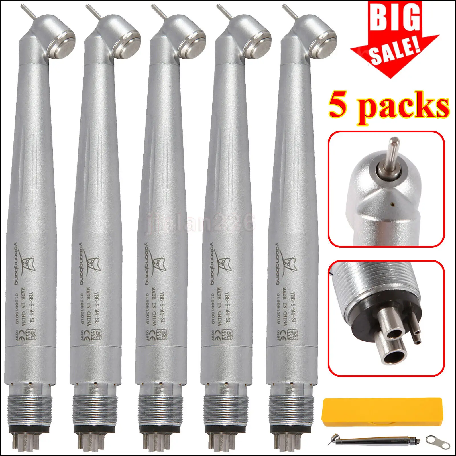 5PCS NSK PANA MAX Type Dental 45 Degree Surgical Handpiece High Speed Push Button Turbine 4Hole