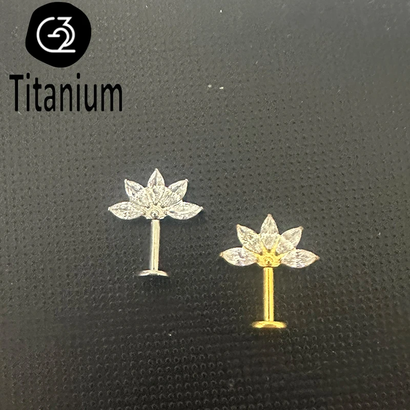 G23 Titanium Ear Helix Piercing Studs Internal Thread Labret Lip Rings CZ Tragus Cartilage Lobe Daith Earrings Body Jewelry 16G