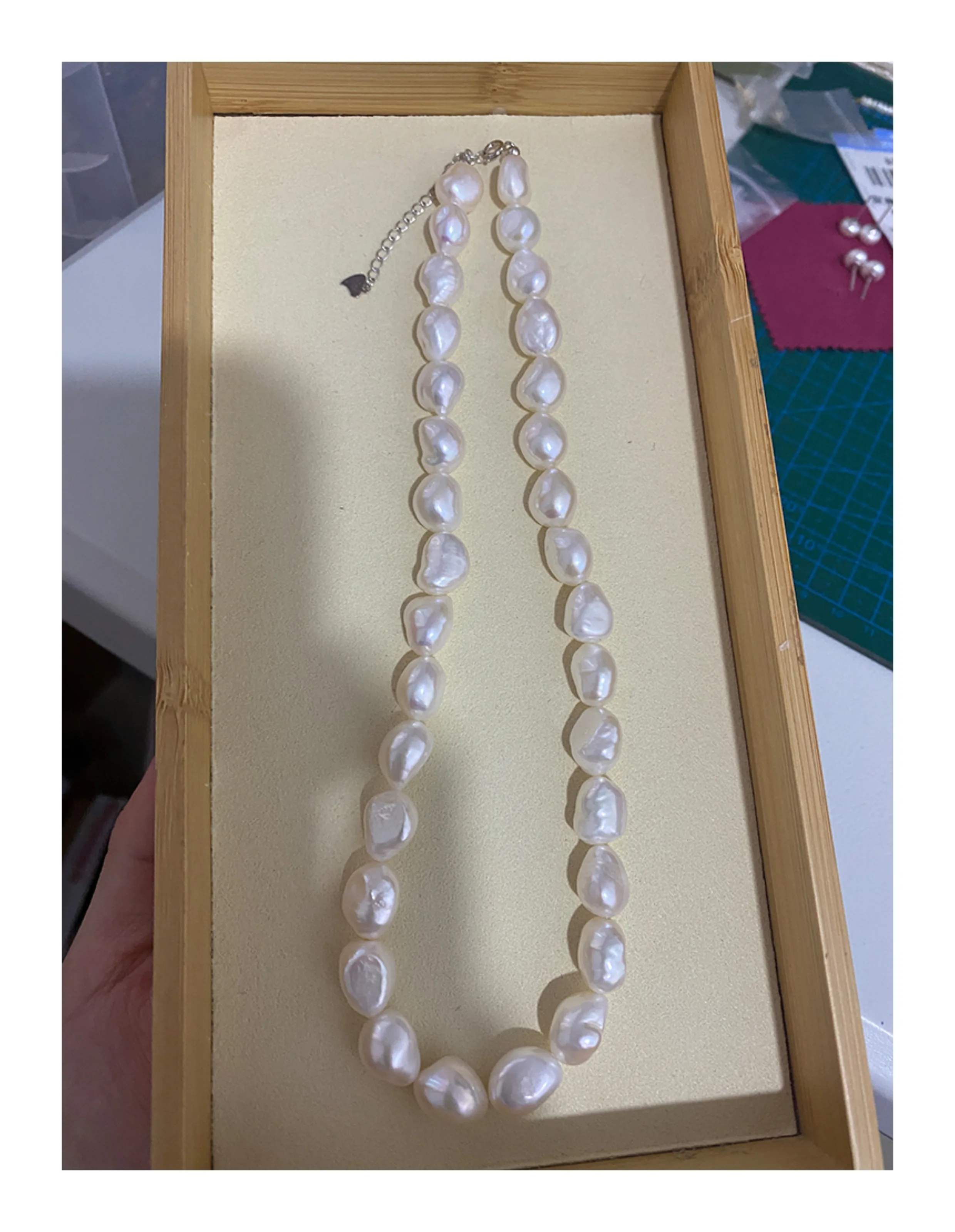 

Natural South Sea Baroque Irregular shaped Pearl Necklace 925s