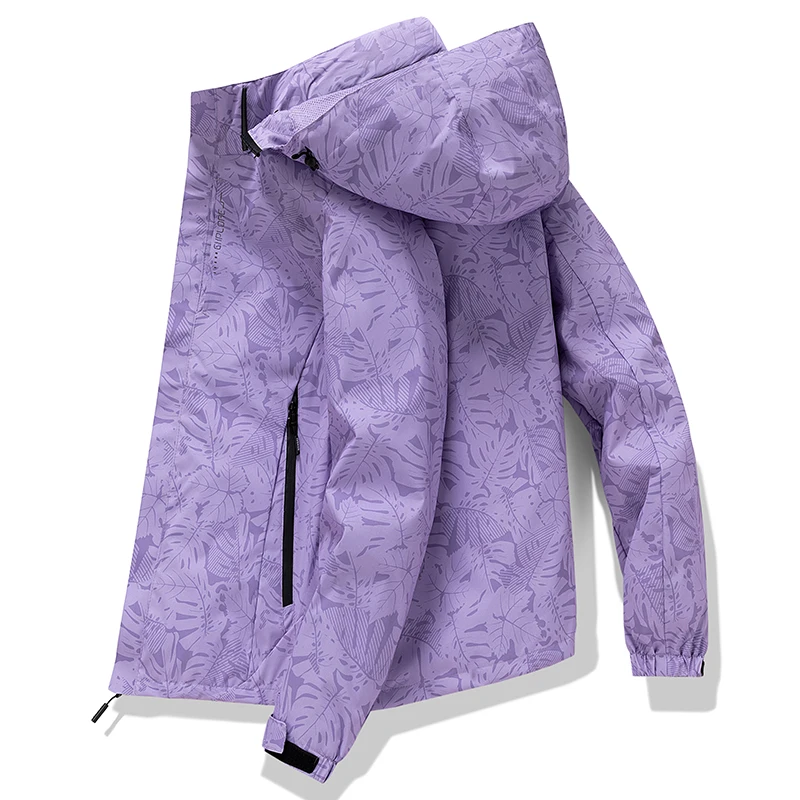 Herren Outdoor-Jacke, lässige Damen-Windjacke mit Kapuze, durchgehender Reißverschluss, Sport-Unisex-Softshell-Wander- und Campingjacke – Detail 9