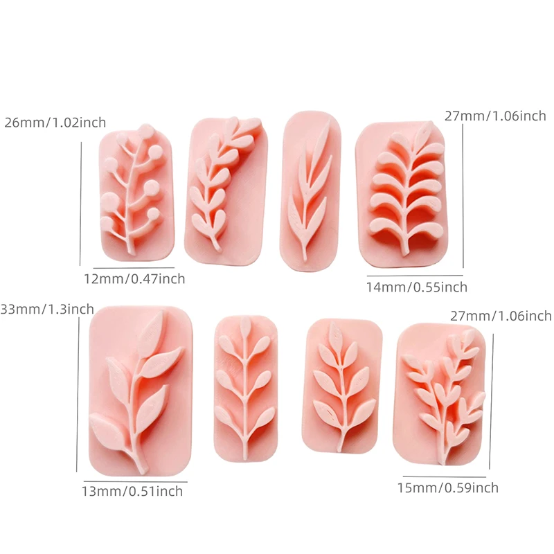 8pcs Leaf Clay Stamps – Polymer Clay Texture Molds For DIY Jewelry, Earrings, Pottery