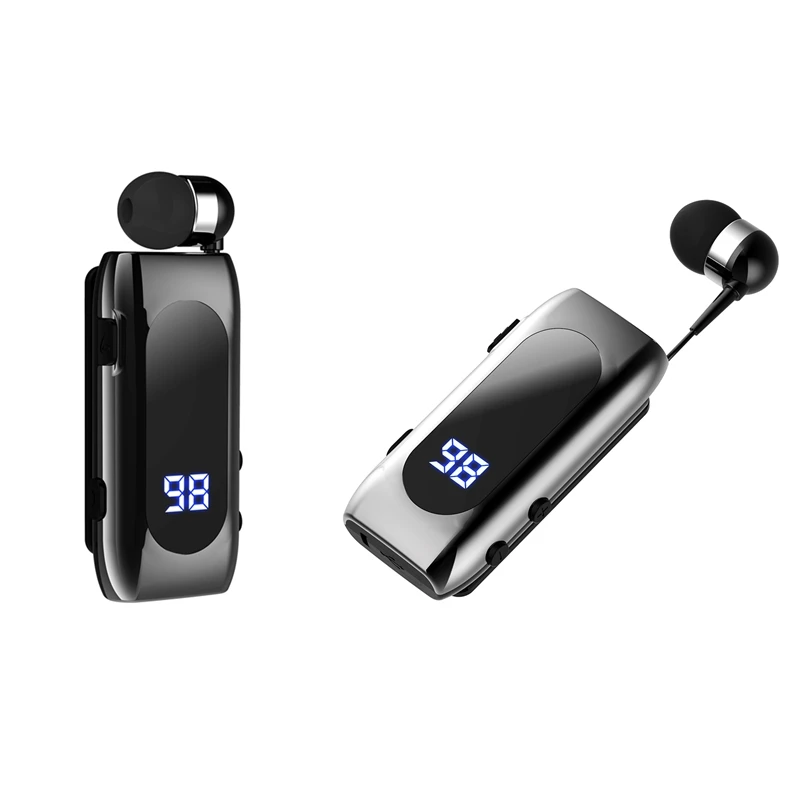 K55 Lavalier Retractable Headset BT5.2 Call Reminder Vibration Motion Clip Driver Auricular Headset PK F920 Black Easy Install