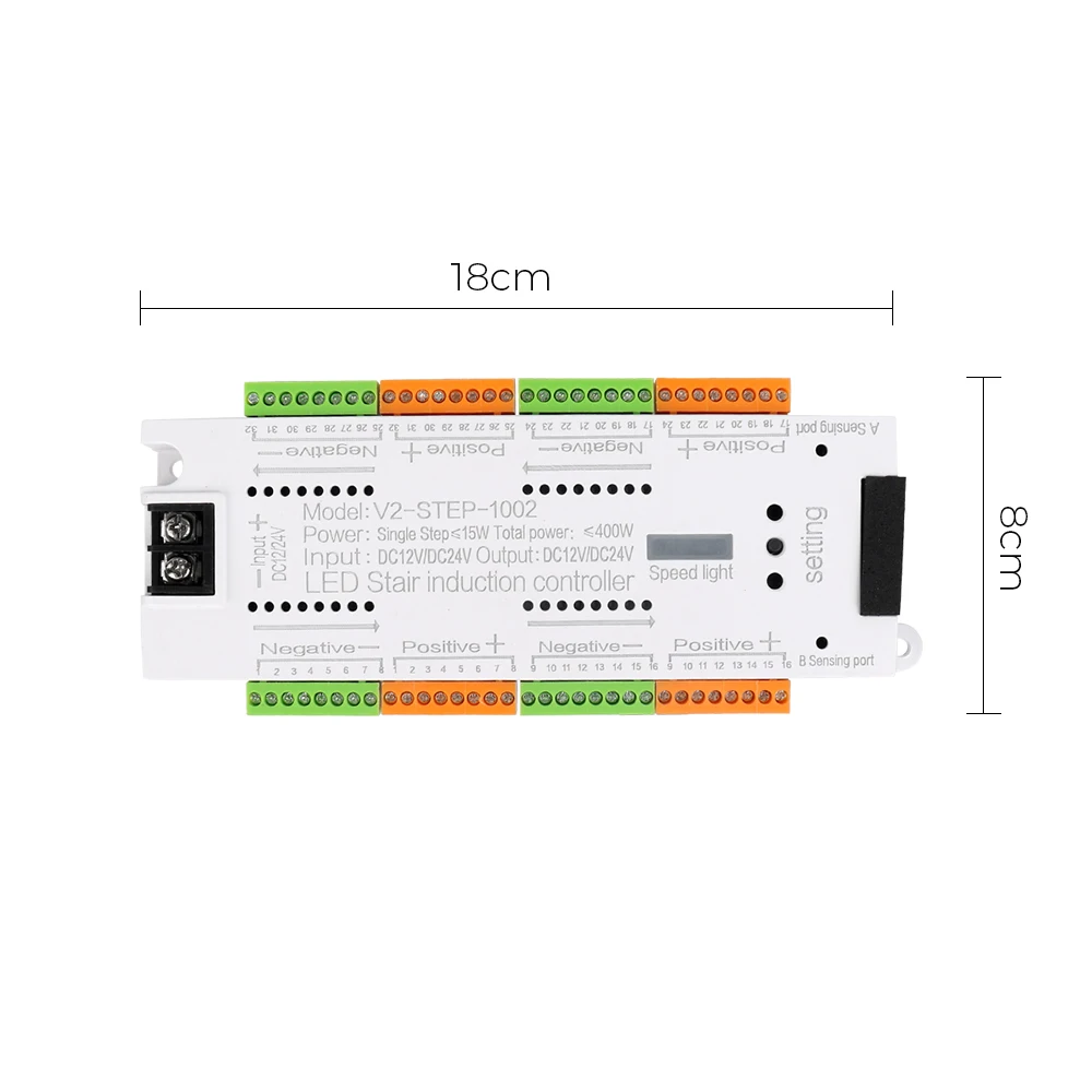 Zestaw kontrolera oświetlenia schodowego Oświetlenie schodów 32 kanały do schodów Elastyczny pasek Automatyczny czujnik ruchu LED DC 12 V 24 V