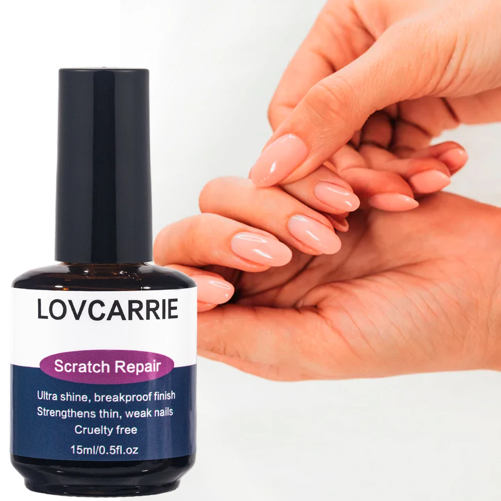 Lovcarrie Scratch Reparatie Top Coat Super Shine Afwerking Nagel Versterker Voor Dunne Week Nagels Snelle Lucht Droge Manicure Clear Seal Top