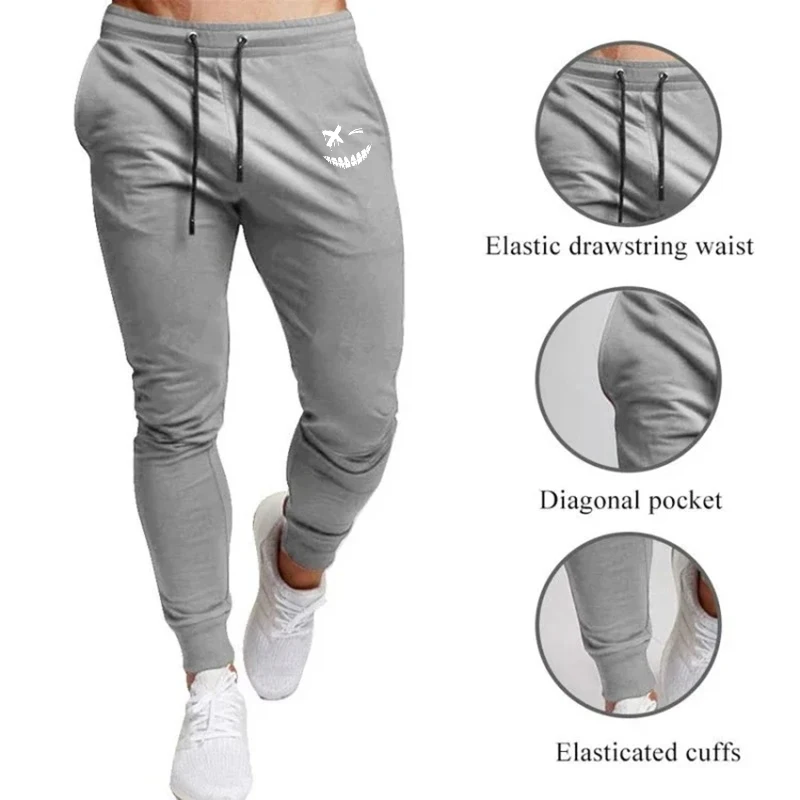 Anime Smiley Face Printed Men Jogging Pants Mens Fitness Joggers Running Pants Training Sport Trousers Sportswear Sweatpants