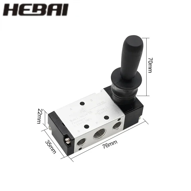 HEBAI 4H210-08 5/2 Way Hand Lever Operated Control Pneumatic Manual Valve With Muffler Silencer and Quick Fitting Select