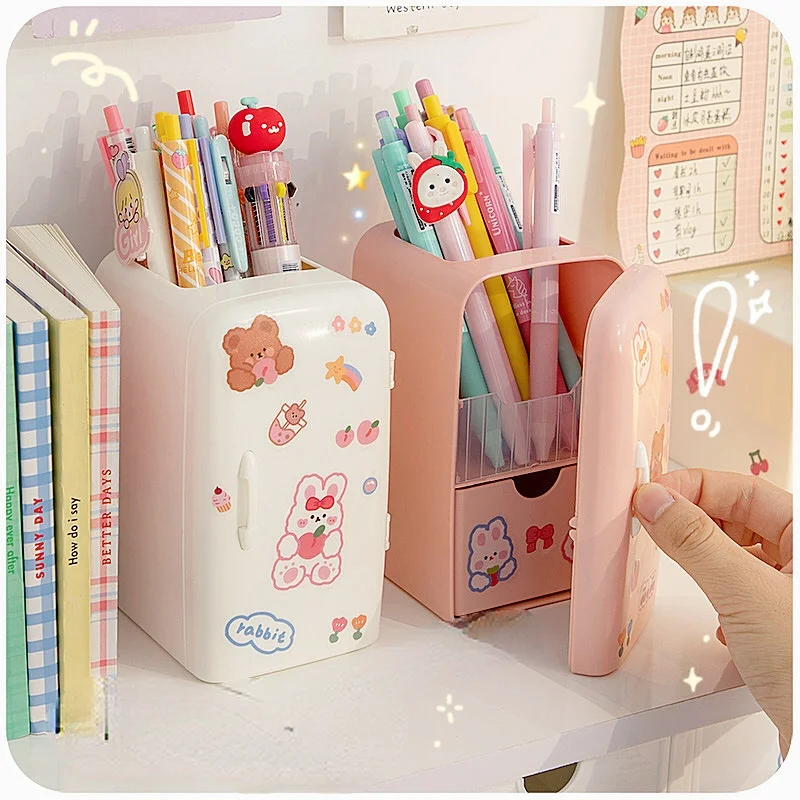 

Japanese Creative Refrige Pen Holder Case Girls Cute Multifun Stationery Drawer Storage Box Kawaii Large-capacity Desk Organizer