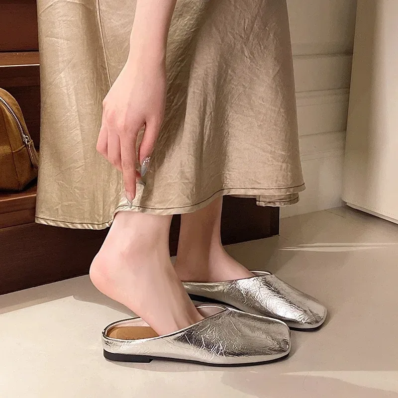 

Summer New Women Shoes Exquisite Square Head Mueller Slippers for Woman Fashion Baotou Casual Shoes Designer Shoes Zapatos Mujer