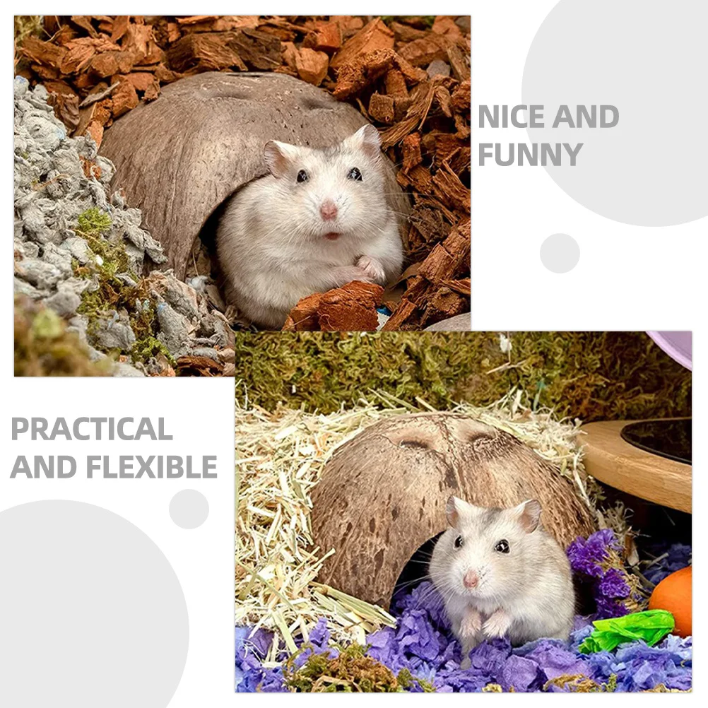 

3pcs Coconut Hamster Cave Hideout Durable Bite-Resistant Pet For Household Hamster Cave Rat Cage Decor Animal Playhouse Supply