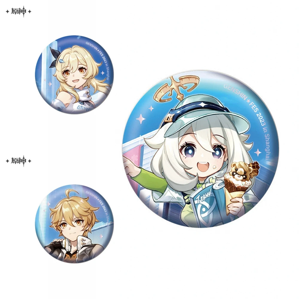

58 мм игра Genshin Impact карнавал Paimon Lumine Aether косплей костюм значок булавка SPTE жестяная брошь ﻿ Опора Xmas Gilf