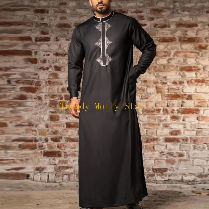 N5kb man islamic kaftan thobe, jubah lengan panjang kaftan thobe jubah islamic