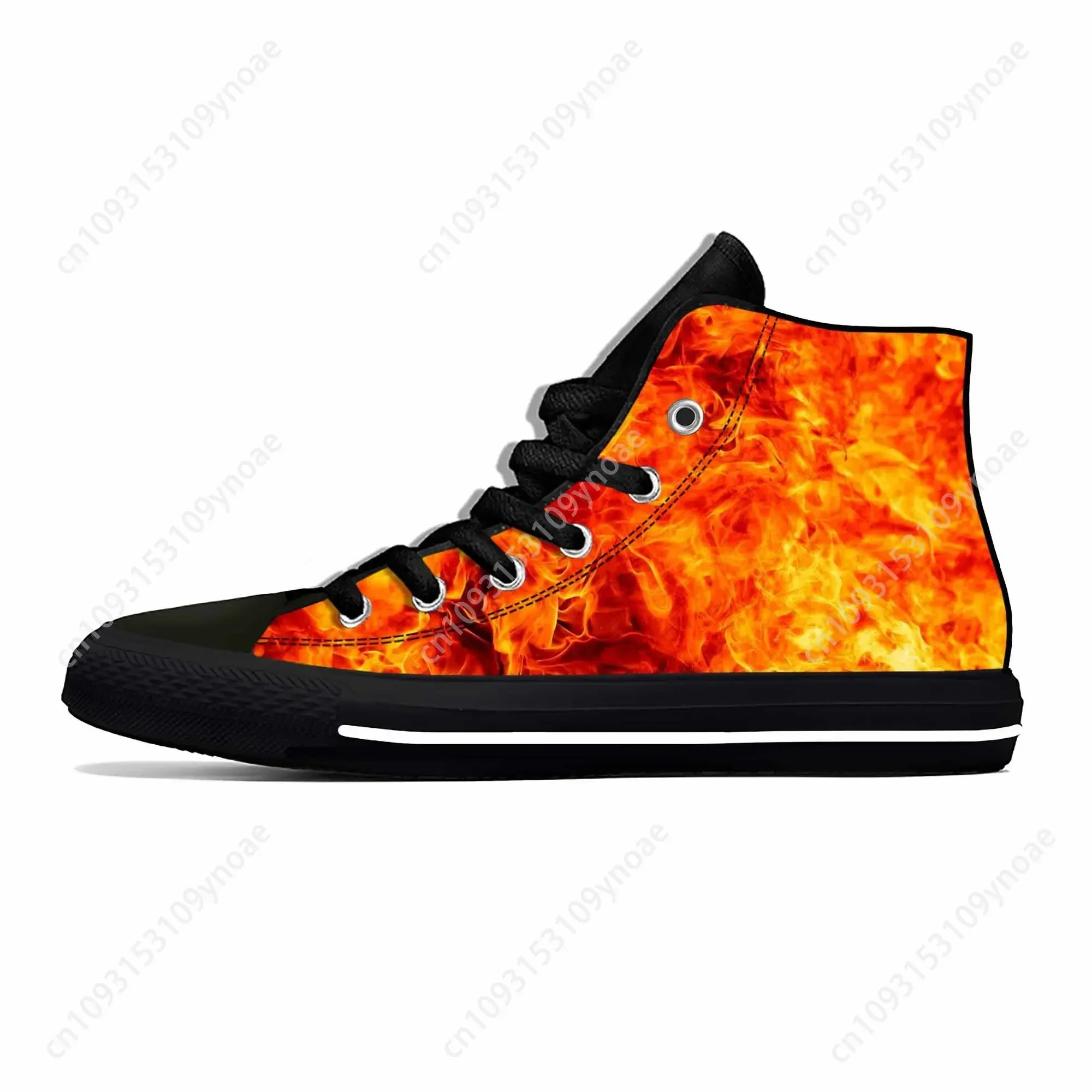 Fire Flame Flaming Pattern Rock Fashion Aesthetic Casual Cloth Shoes High Top Comfortable Breathable 3D Print Men Women Sneakers