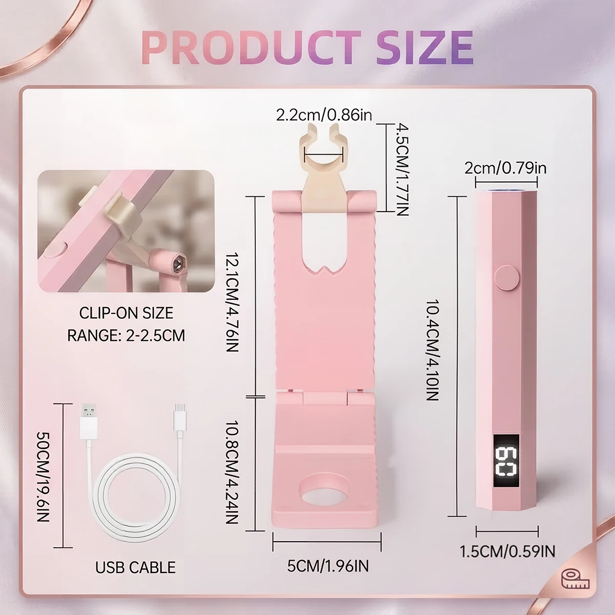 USB Rechargeable Mini UV Nail Light Timers and Adjustable Stand,Handheld LED Nail Lamp for Gel Nails,Nail Dryer for Quick Curing