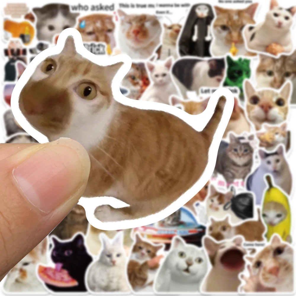 50 Buah Stiker Meme Kucing Kawaii Oiiai Grafiti Notebook Bagasi Laptop Ponsel Alat Tulis Stiker Kartun Lucu DIY Hadiah Tahan Air