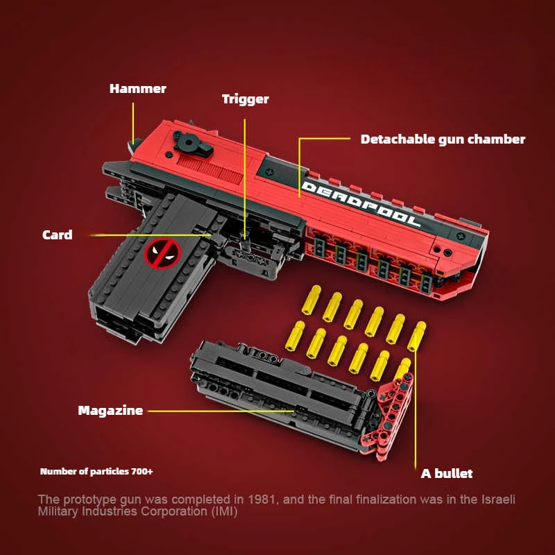 MOC Desert Eagle Deadpool Toy Building Block Gun Can Shoot New Style Advanced Black Technology Boy Hobby Toy Bricks Model - Image 3