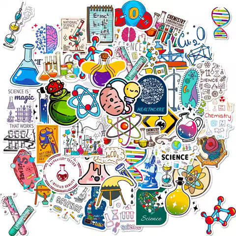 50PCS Laboratory Science Stickers, Funny Science Experiment Sticker Decals for Laptop phone