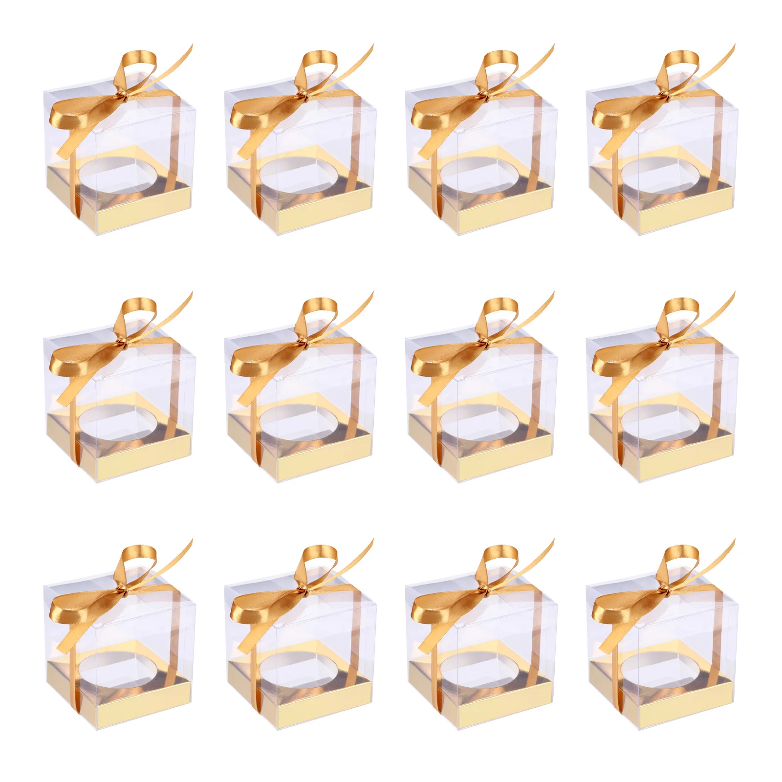 

12pcs Cake Packaging Box Transparent Food Crisper Bakery Dessert Boxes for Cupcakes Home Use PVC Disposable Container