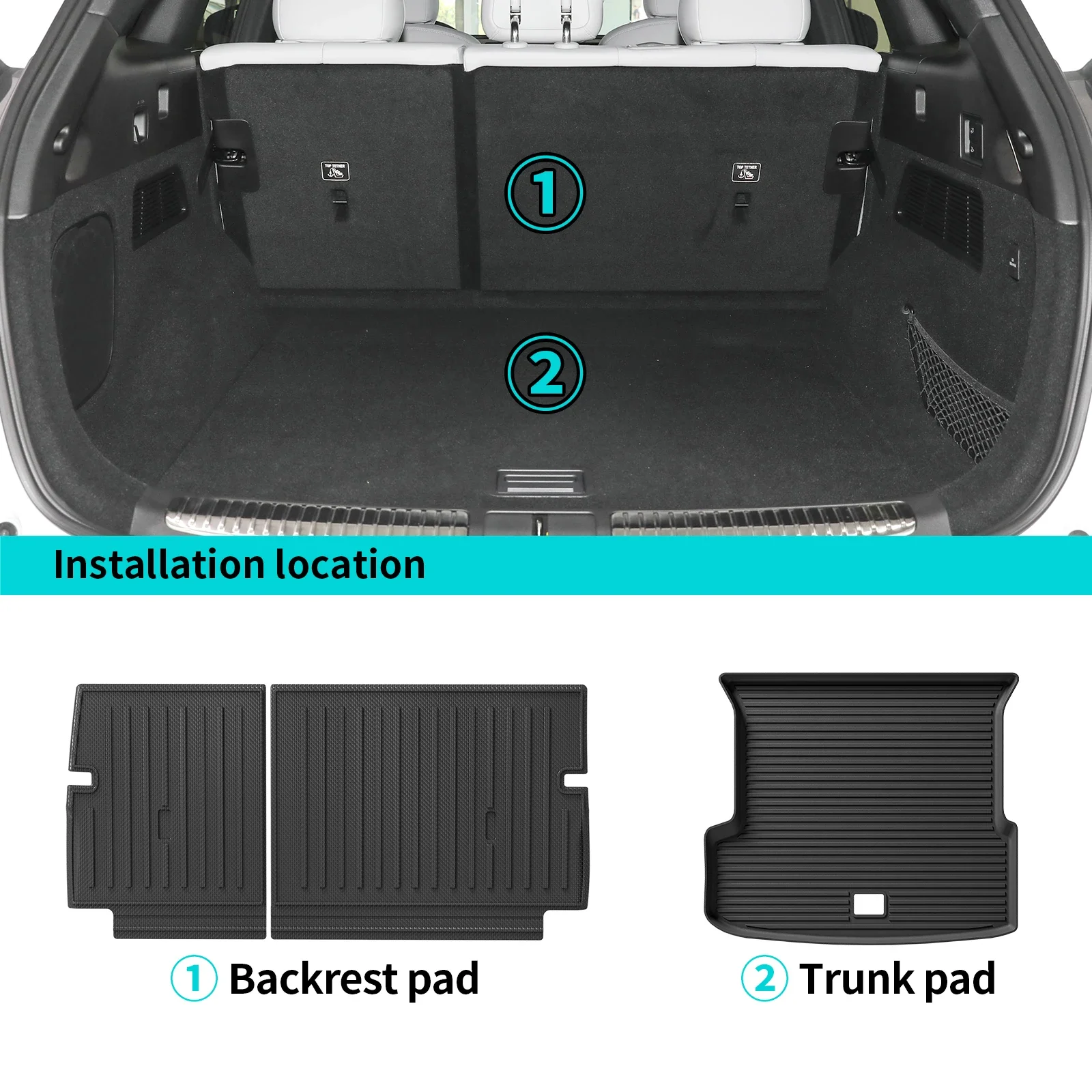 for Xpeng G9 2023 2024 2025 2026 Car Floor Mats Cargo Liner Trunk Pad TPE 3D Foot Mat Waterproof Odorless Tray Set BLACK