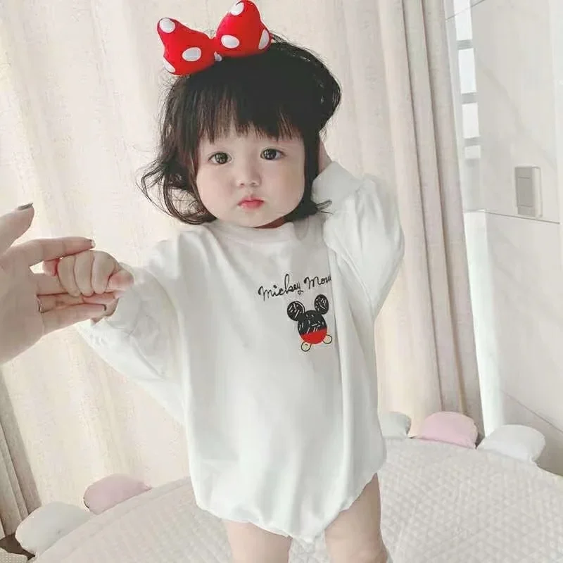 Spring Autumn Newborn Baby Boy Rompers Cartoon Mickey Mouse Print Infant Girl Jumpsuit Cotton Bodysuits Kid Outfits Bebe Clothes