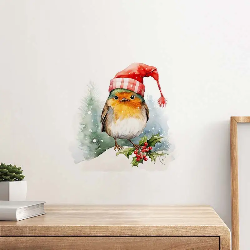 عيد الميلاد روبن الطيور الحيوانات الجدار ملصق الحمام المرحاض غرفة المعيشة ديكور خزانة الثلاجة ديكور المنزل الشارات M1075