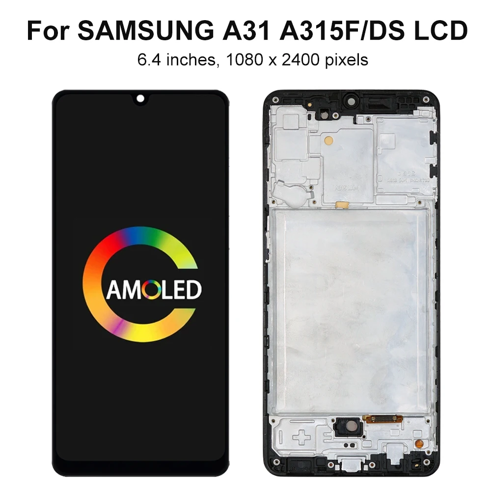 A31 A315 A315F A315F/DS AMOLED Screen Replacement for Samsung Galaxy A31 Lcd Display Touch Screen Digitizer with Frame Assembly