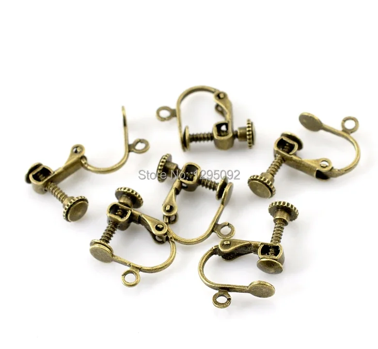 500Pcs Wholesale DIY Clips On Screw Earring with Loop Jewelry Findings Bronze Tone 17x14mm(5/8
