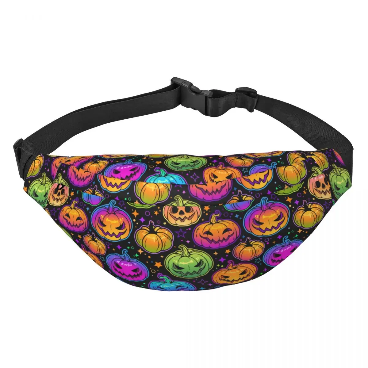 

Custom Colorful Pumpkin Bats Star Moon Gothic Magic Mysterious Fanny Bag Sling Crossbody Waist Pack Women Men Phone Money Pouch