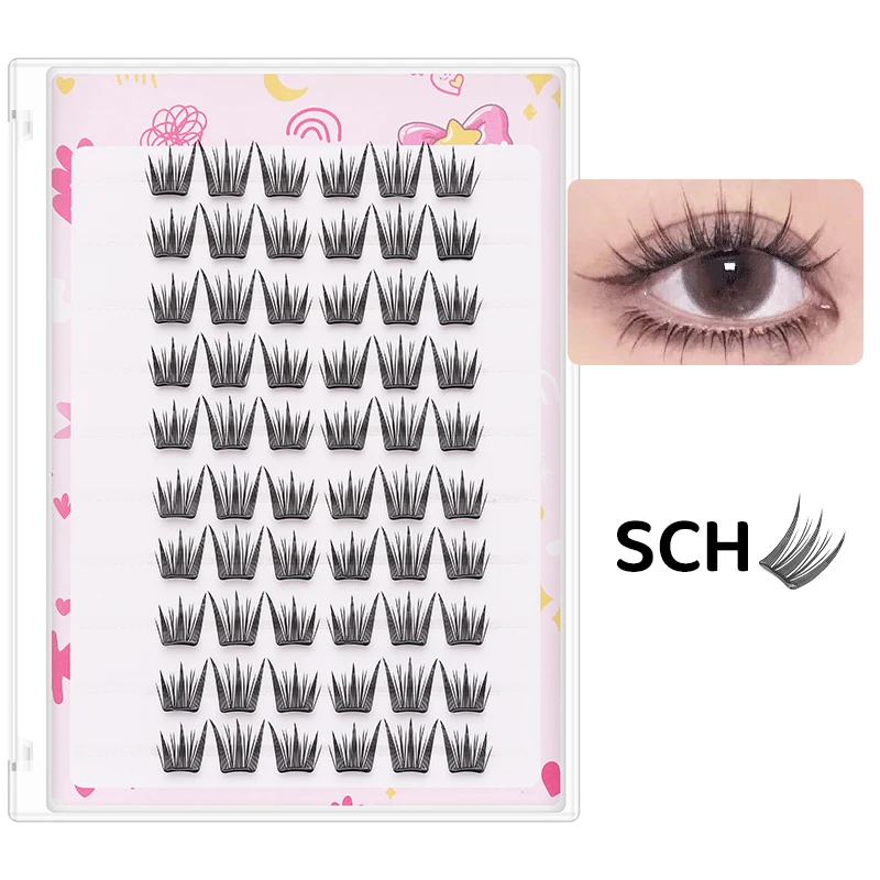DINGSEN 10 Reihen Idol Lashes Selbstklebende Wimpern Natürliche Lange Anime Kleberfreie Cluster-Wimpern Make-up Korea Wimpern – Detail 20