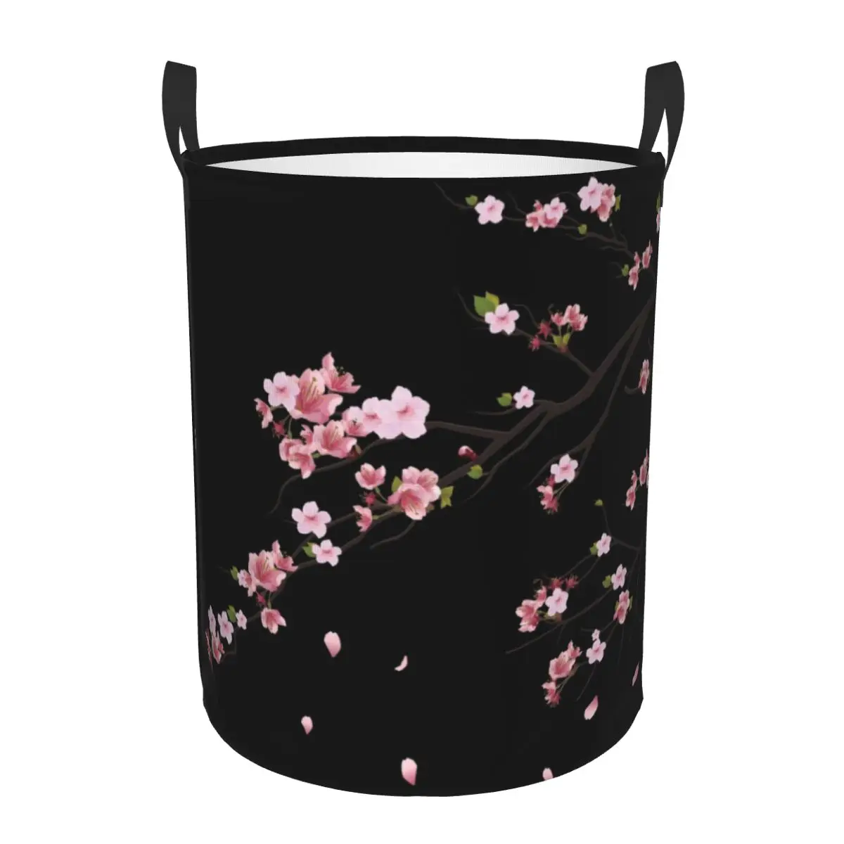 Custom Japanese Sakura Branch Laundry Basket Foldable Flowers Floral Cherry Blossom Clothes Toy Hamper Storage Bin for Kids