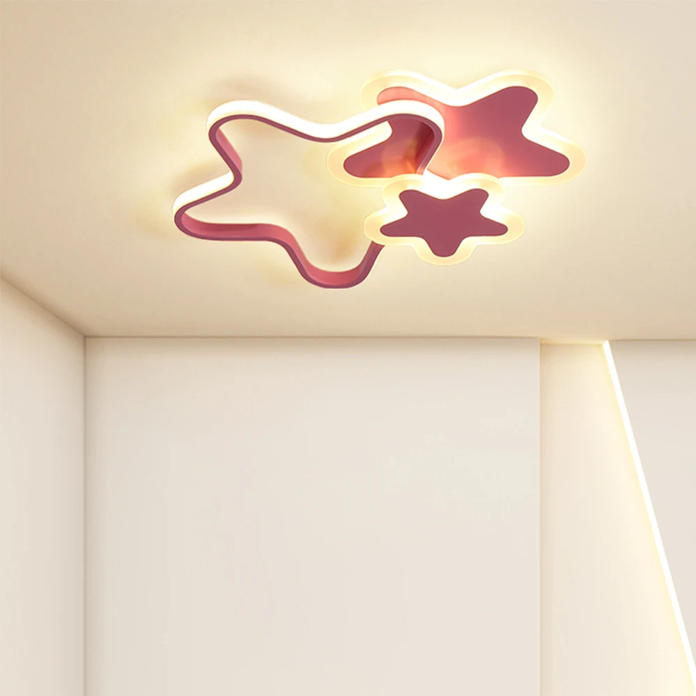 five-pointed star shape Decor Indoor Lighting fixtures Modern LED White/Pink Ceiling Lamp for Children's Room Kids Bedroom