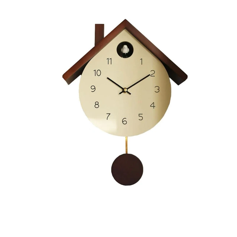 Nordic criativo alto sentido de madeira maciça tempo relógio parede sala estar pendurado criativo pássaro cuco relógio medieval